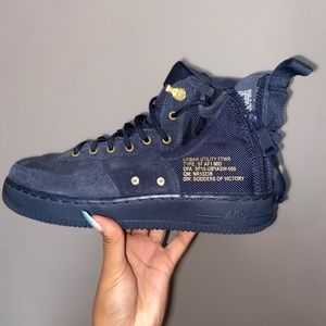 Nike SF Air Force 1 Mid Obsidian Metallic Gold